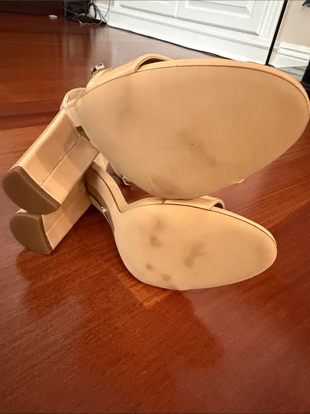 Sam Edelman Nude Patent Block Heel Sandals - Picture 5 of 6